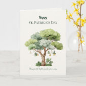 St. Patrick's Day Ierse Boom Lantaarn Kaart (Gele Bloem)