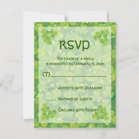 St. Patrick's Day Ierse bruiloft reactie kaart (Voorkant)