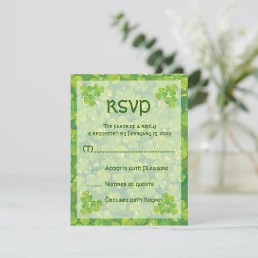 St. Patrick's Day Ierse bruiloft reactie kaart (Staand voorkant)