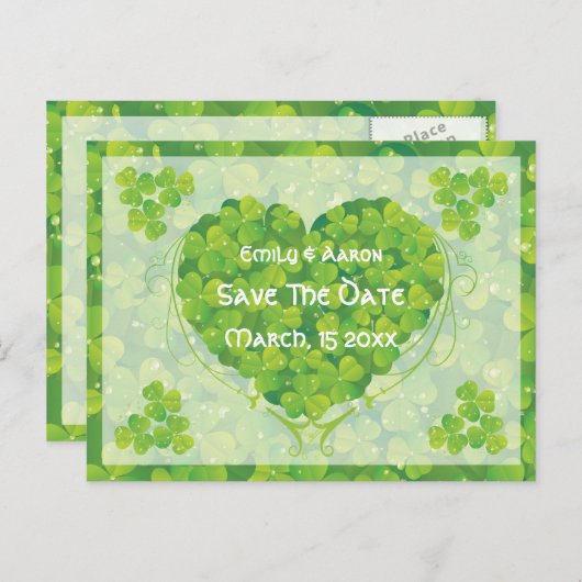 St. Patrick's Day Ierse bruiloft Save the Date Aankondigingskaart (Voorkant / Achterkant)