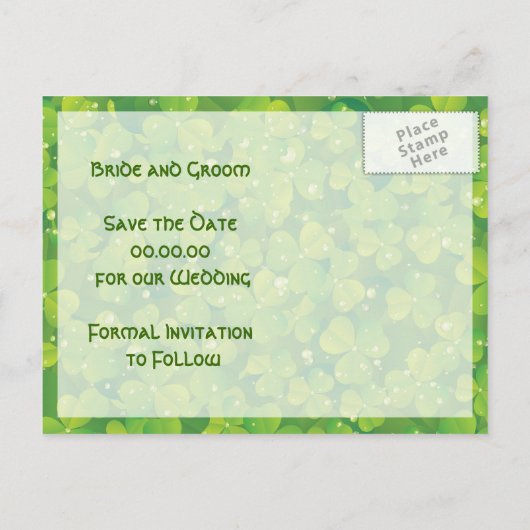 St. Patrick's Day Ierse bruiloft Save the Date Aankondigingskaart (Achterkant)