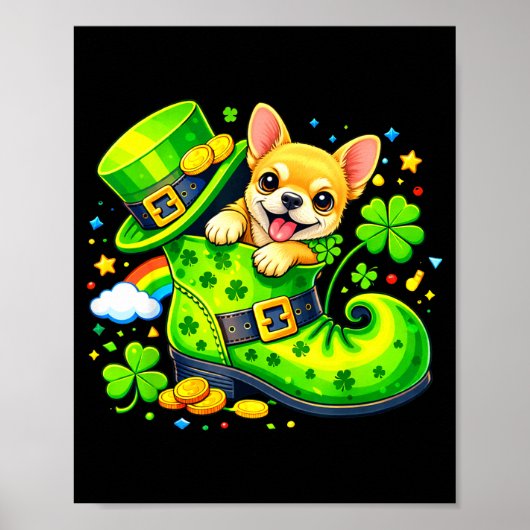 St. Patrick's Day Ierse Chihuahua Leprechaun Schoe Poster (Voorkant)