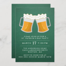 St. Patrick's Day Ierse feestuitnodiging