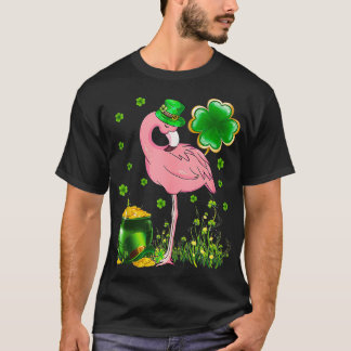 St Patricks Day Ierse Flamingo Shamrock Saint Patt T-shirt