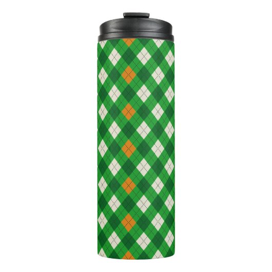 St. Patrick's Day Ierse gekleurde argyle Thermosbeker (Voorkant)