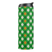 St. Patrick's Day Ierse gekleurde argyle Thermosbeker (Gedraaid links)