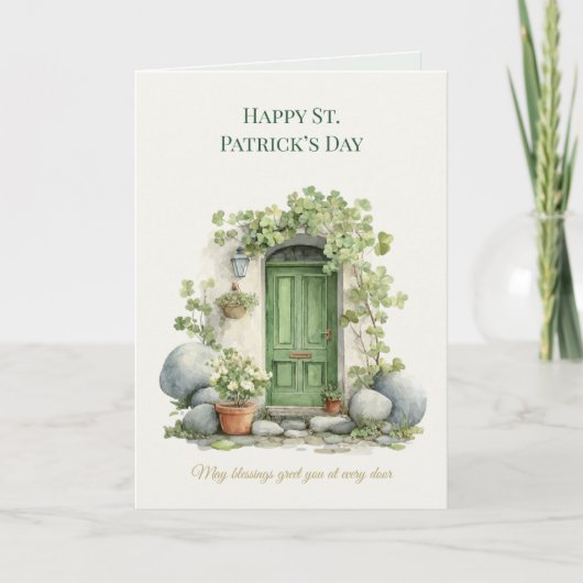 St. Patrick's Day Ierse Geluks Wenskaart met Klave Kaart (Voorkant)