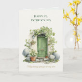 St. Patrick's Day Ierse Geluks Wenskaart met Klave Kaart (Gele Bloem)