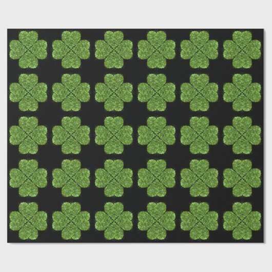 St. Patrick's day, Ierse groene glitterklaver Cadeaupapier (Vlak)