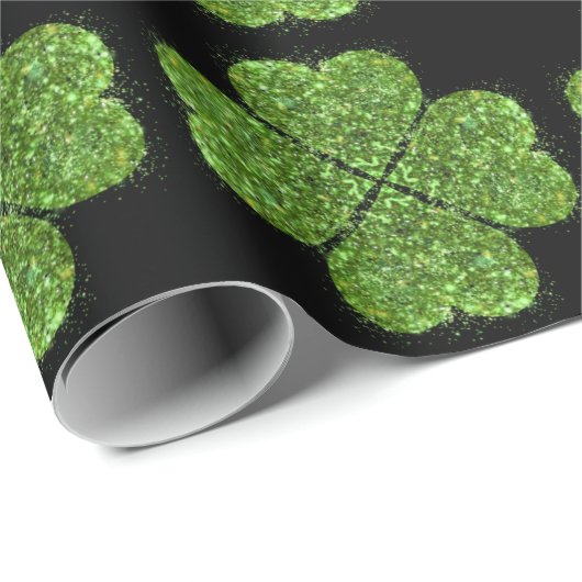St. Patrick's day, Ierse groene glitterklaver Cadeaupapier (Rol Hoek)