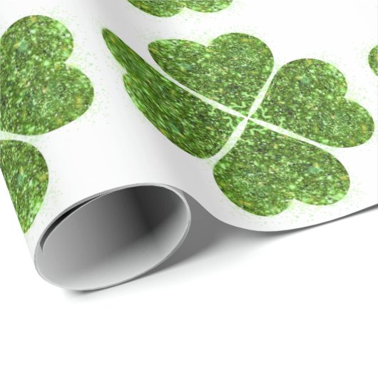 St. Patrick's day, Ierse groene glitterklaver Cadeaupapier (Rol Hoek)