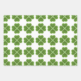 St. Patrick's day, Ierse groene glitterklaver Inpakpapier Vel