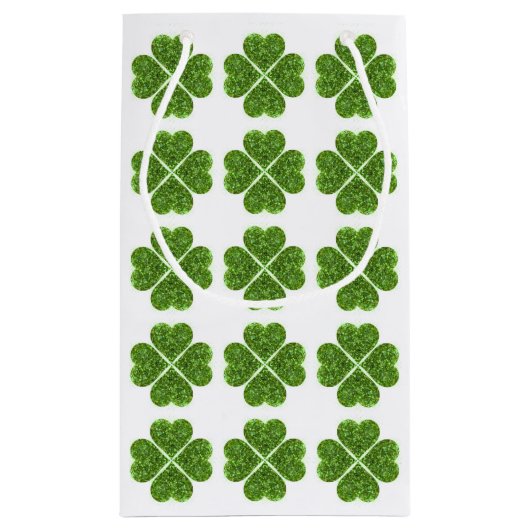 St. Patrick's day, Ierse groene glitterklaver Klein Cadeauzakje (Achterkant)