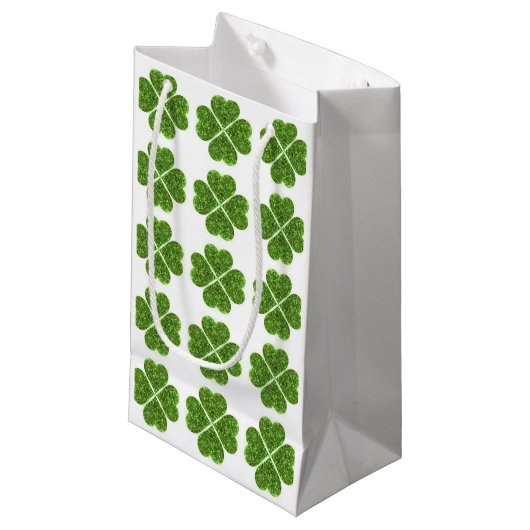 St. Patrick's day, Ierse groene glitterklaver Klein Cadeauzakje (Voorkant Gekanteld)