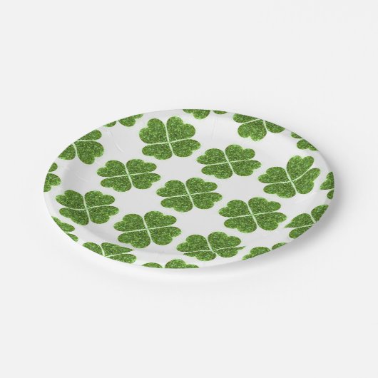 St. Patrick's day, Ierse groene glitterklaver Papieren Bordje (Gekanteld)
