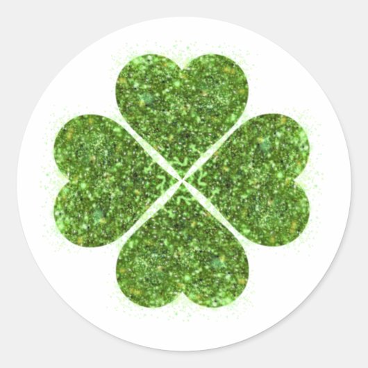 St. Patrick's day, Ierse groene glitterklaver Ronde Sticker (Voorkant)