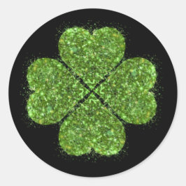 St. Patrick's day, Ierse groene glitterklaver Ronde Sticker