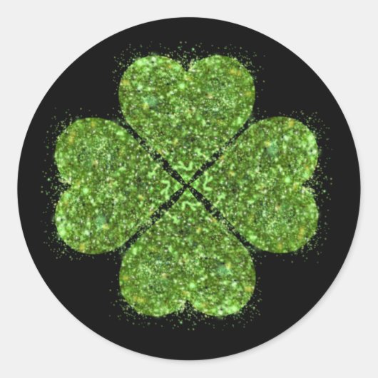 St. Patrick's day, Ierse groene glitterklaver Ronde Sticker (Voorkant)