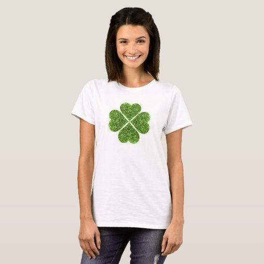St. Patrick's day, Ierse groene glitterklaver T-shirt (Voorkant volledig)