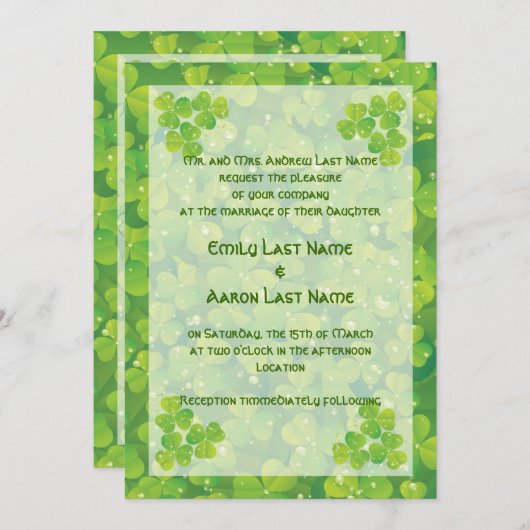 St. Patrick's Day Ierse huwelijksuitnodiging Kaart (Voorkant / Achterkant)