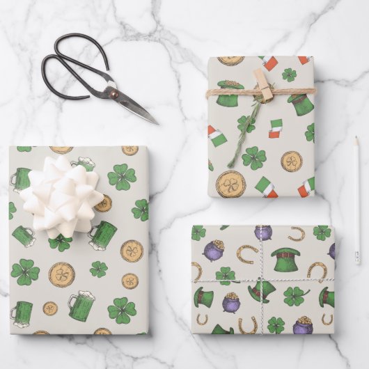 St. Patrick's Day Ierse inpakpapier Set van 3 Vel (Voorkant)