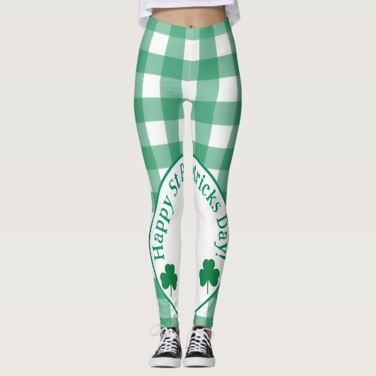 St. Patrick's Day Ierse Klaver Groen Vinkje Leggings (Voorkant)