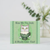 St. Patrick's Day Ierse Koffiekat Briefkaart (Staand voorkant)