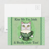 St. Patrick's Day Ierse Koffiekat Briefkaart (Voorkant / Achterkant)