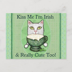 St. Patrick's Day Ierse Koffiekat Briefkaart