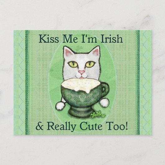 St. Patrick's Day Ierse Koffiekat Briefkaart (Voorkant)