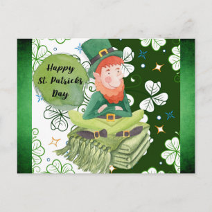 St. Patrick's Day Ierse Leprechaun Klaver Groen Briefkaart