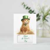 St Patrick's Day Ierse Oranje kat Feestdagenkaart (Staand voorkant)