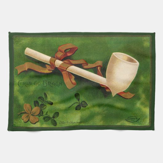 St. Patrick's Day Ierse Pijp Keukenhanddoek (Horizontaal)