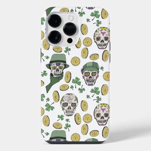St. Patrick's Day Ierse suikerschedel op maat iPhone Hoesje (Achterkant)