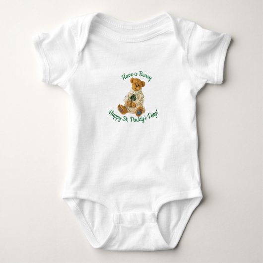 St. Patrick's Day Ierse teddybeer baby body Romper (Voorkant)