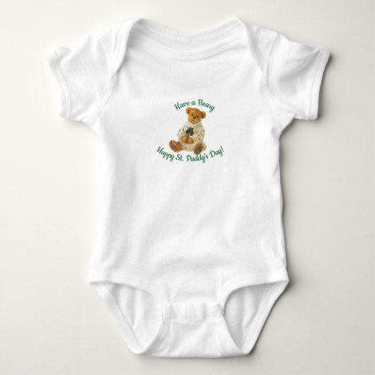 St. Patrick's Day Ierse teddybeer baby romper (Voorkant)