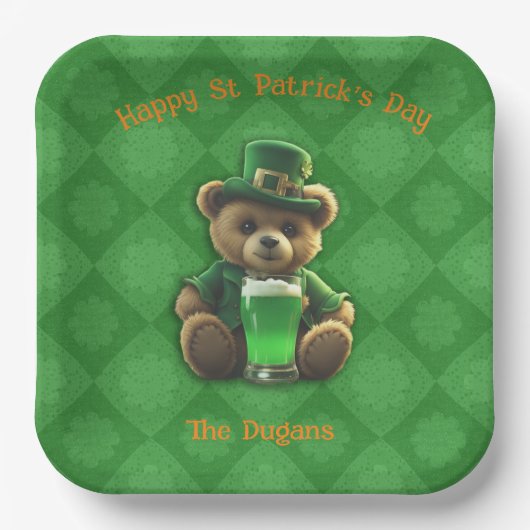 St. Patrick's Day Ierse teddybeer Papieren Bordje (Voorkant)