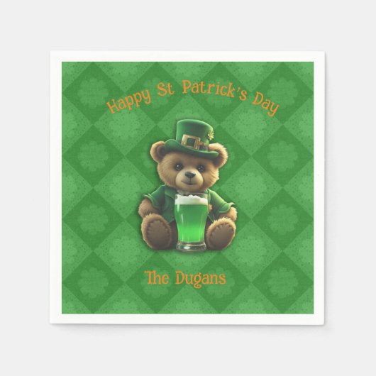 St. Patrick's Day Ierse teddybeer Servet (Voorkant)