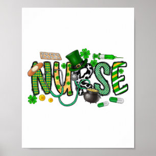 St. Patrick's Day Ierse verpleegster klaver  Poster