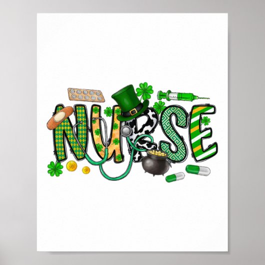 St. Patrick's Day Ierse verpleegster klaver  Poster (Voorkant)