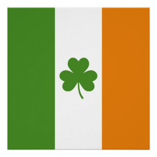 St Patrick's Day Ierse vlag met Shamrock klaver Perfect Poster