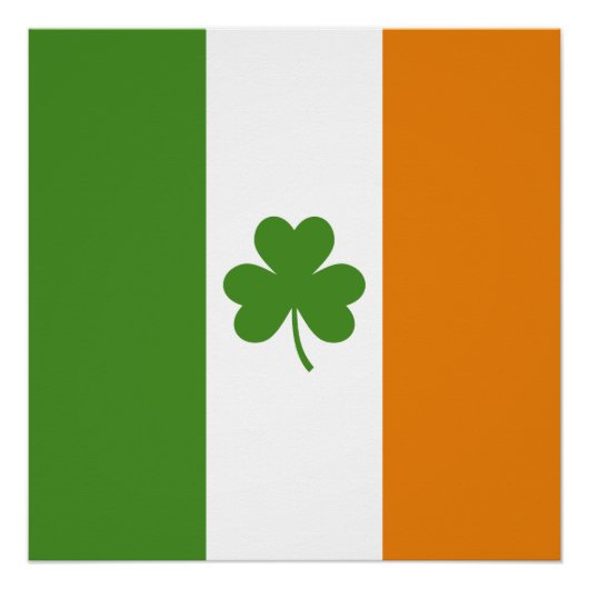 St Patrick's Day Ierse vlag met Shamrock klaver Perfect Poster (Voorkant)