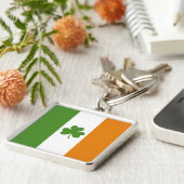 St Patrick's Day Ierse vlag met Shamrock klaver Sleutelhanger (Zijkant)