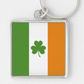 St Patrick's Day Ierse vlag met Shamrock klaver Sleutelhanger (Voorkant)