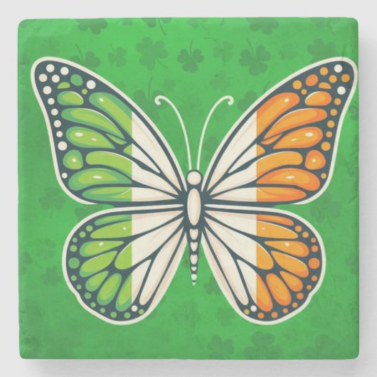 St. Patrick's Day Ierse vlinder Stenen Onderzetter (Voorkant)