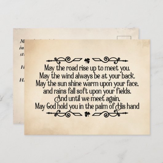 St. Patrick's Day Ierse zegen mei de weg Briefkaart (Voorkant / Achterkant)