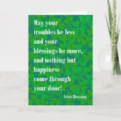 St Patrick's Day Ierse zegen op groene shamrocks Kaart (Voorkant)