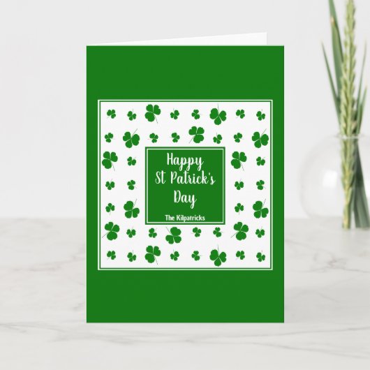St Patrick's Day Ierse zegeningen Shamrock patroon Feestdagen Kaart (Voorkant)