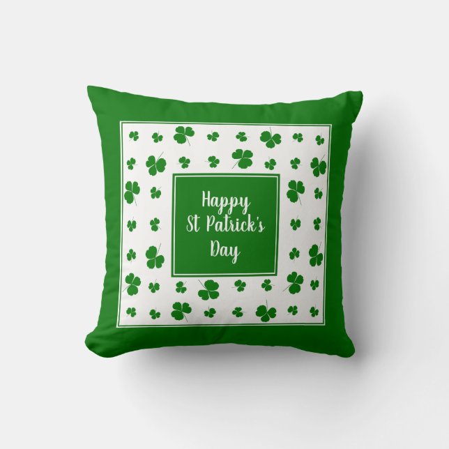 St Patrick's Day Ierse zegeningen Shamrock patroon Kussen (Voorkant)