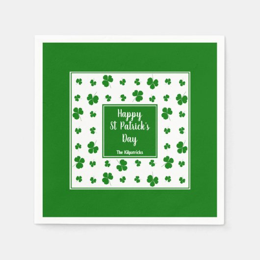 St Patrick's Day Ierse zegeningen Shamrock patroon Servet (Voorkant)